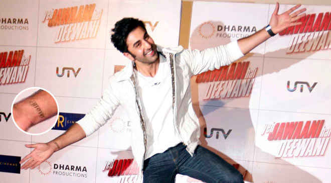 MTV Beats - Ranbir Kapoor The Besharam actor has a tattoo that is just  synonymous to all the names he's been called in his movies. Kapoor has  Aawara inked on his right