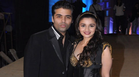 Alia Bhatt and Karan Johar in black
