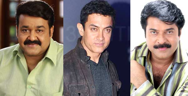 Aamir Khan, Mammoothy and Mohanlal