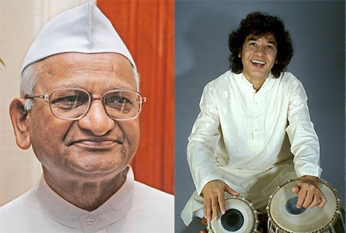 Anna Hazare and Zakir Hussain