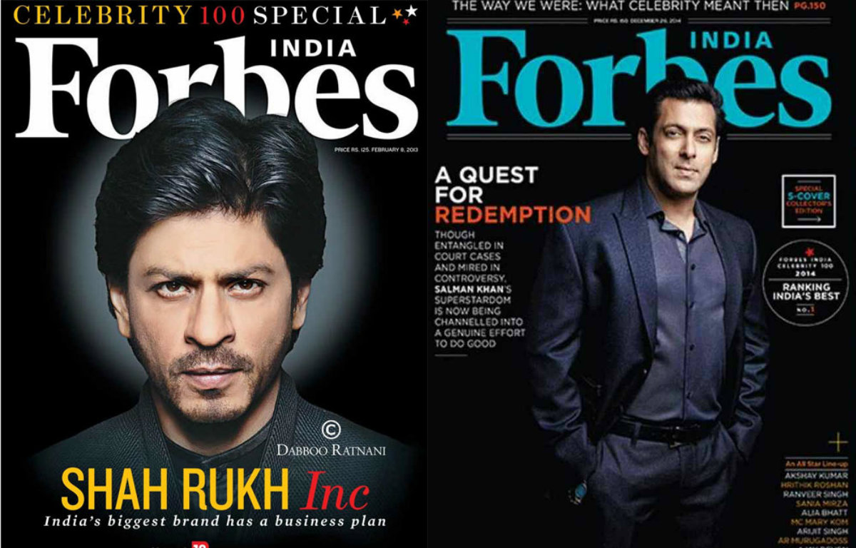 Shah Rukh Khan and Salman Khan in Forbes India list