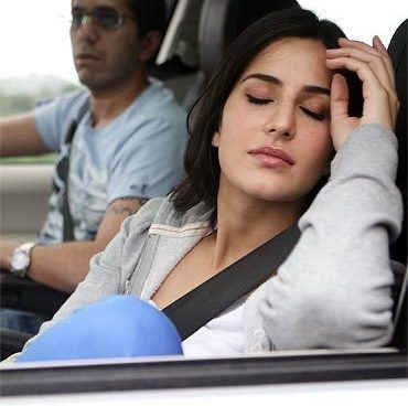 Katrina Kaif sleeping on set