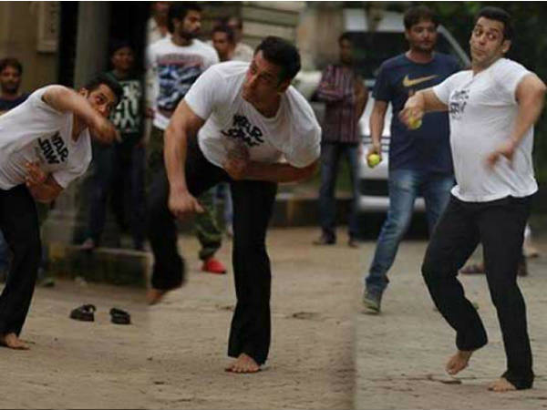 Salman Khan playing cricket