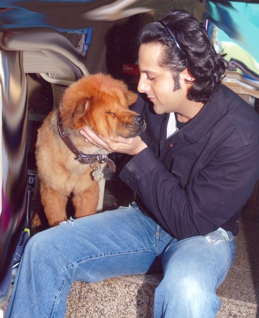 Fardeen Khan with his dog