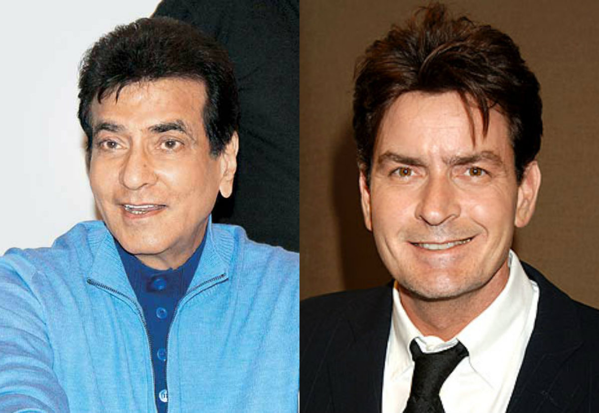 Jeetendra and Charlie Sheen