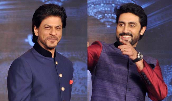 Shahrukh Khan Abhishek Bachchan smiling