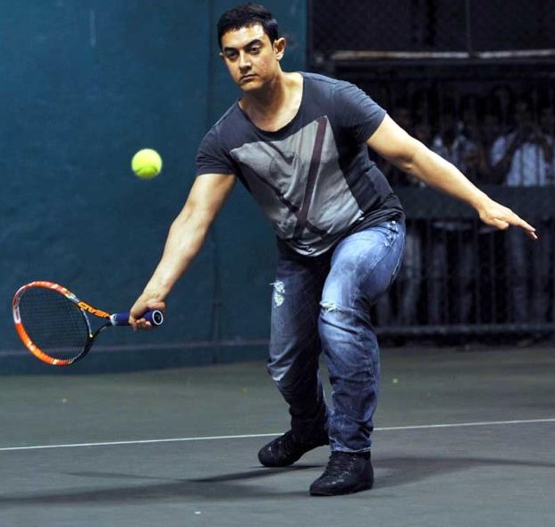 Aamir Khan playing tennis