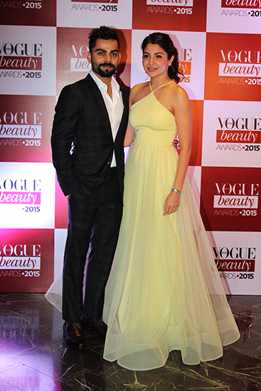 Anushka Sharma with Virat Kohli at the Vogue Beauty Awards 2015.