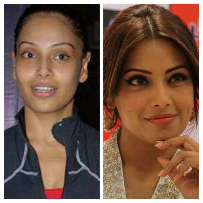 Bipasha Basu before and after make up.