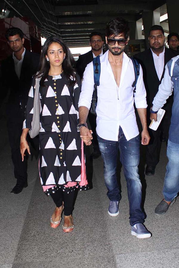 Shahid Kapoor with Mira Rajput looking adorably cute together.