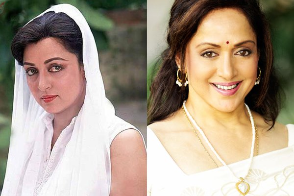 Hema Malini's before and after picture.
