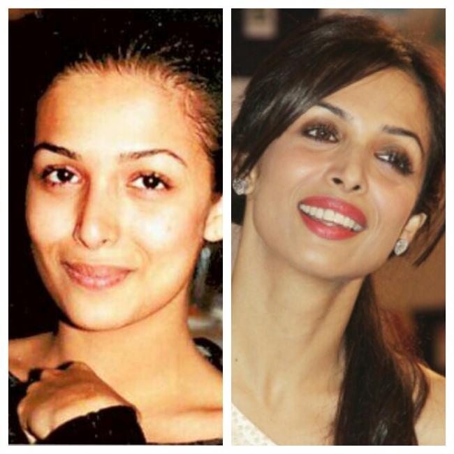 Malaika Arora Khan before and after make up.