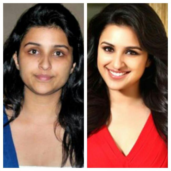 Parineeti Chopra before and after make up.