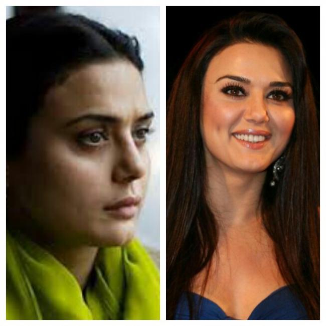Preity Zinta before and after make up.