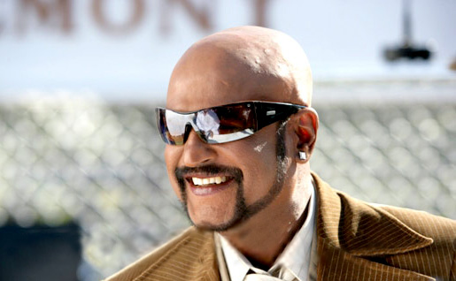 Rajnikanth in beard and sunglasses