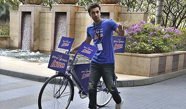 Ranbir Kapoor riding bicycle