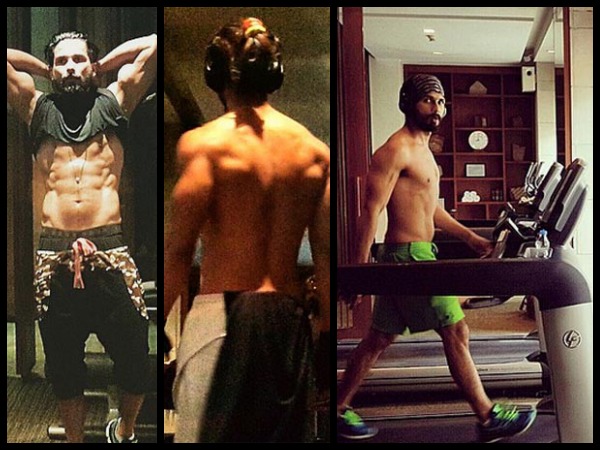 Shahid Kapoor working out in gym