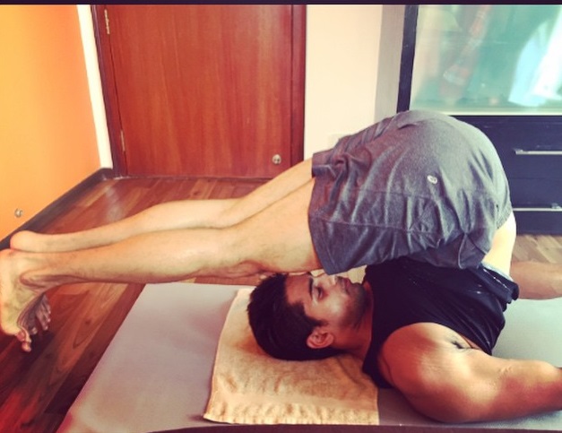 Sidharth Malhotra doing yoga