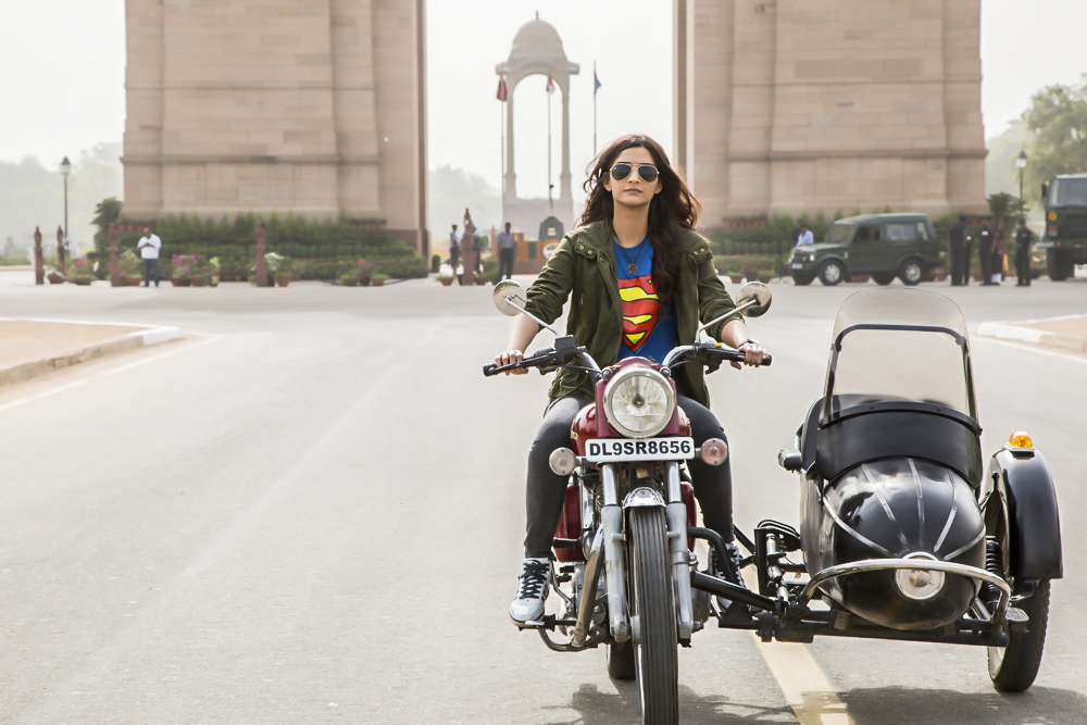 Sonam Kapoor riding bike
