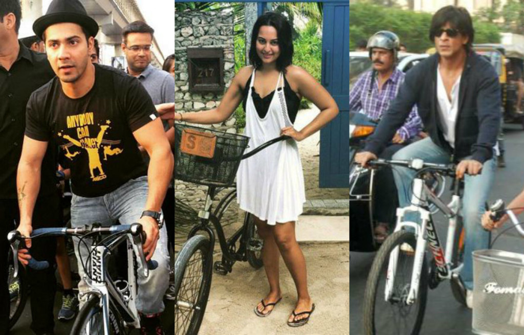 Rare and unseen photographs of celebrities riding bicycle