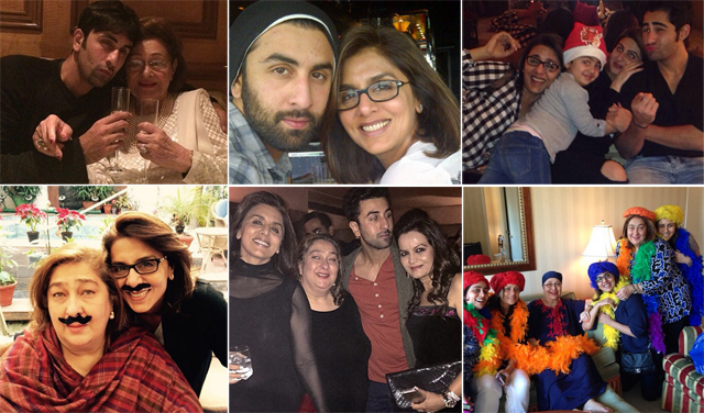 Neetu Singh with family and Ranbir Kapoor