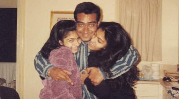 Rare picture of Ajay devgn with Tanisha and Kajol.