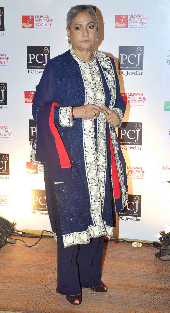 Jaya Bachchan walks the ramp for charity in the designer outfits by ace designer Manish Malhotra.