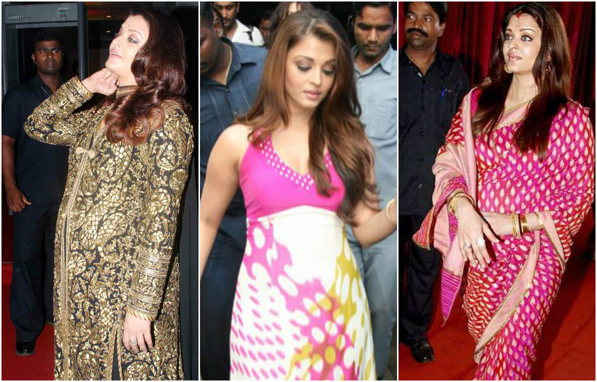 Aishwarya Rai Bachchan flaunts her adorable baby bump.