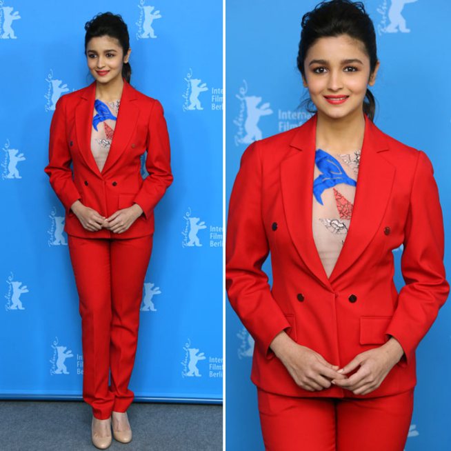 Alia Bhatt is looking adorable in this red pant suit.