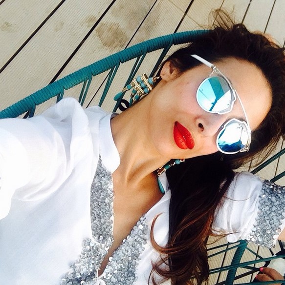 Malaika Arora Khan blue sunglasses