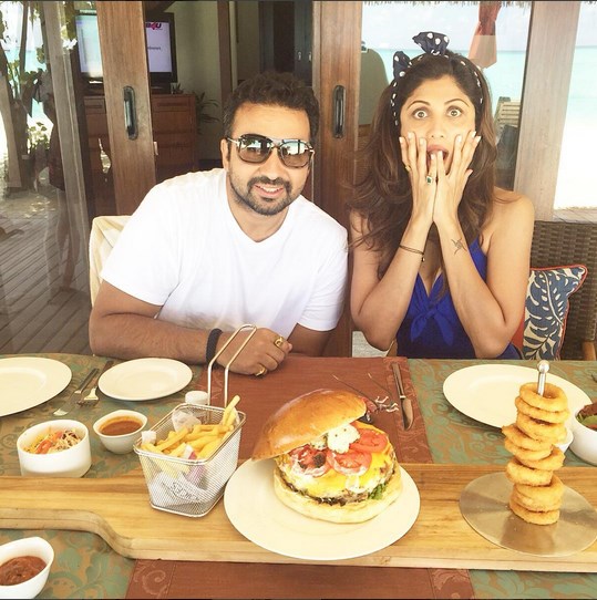 Shilpa Shetty along with her beau Raj Kundra and son Viaan are vacationing in Maldives.