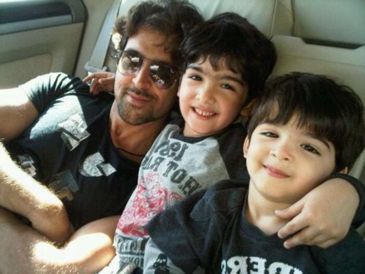 Hrithik Roshan with his kids