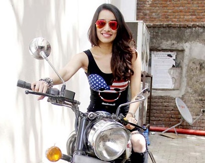 Shraddha Kapoor on a bike