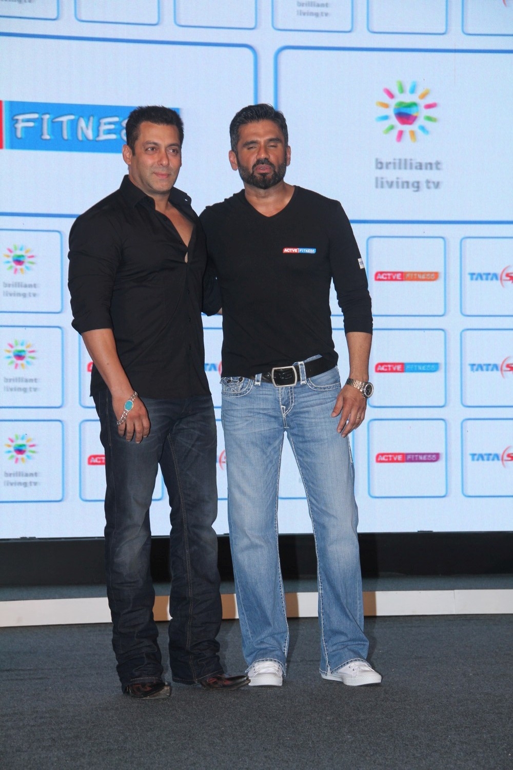 Salman Khan and Suneil Shetty Launches Tata Sky's Health and Fitness Service in Mumbai.