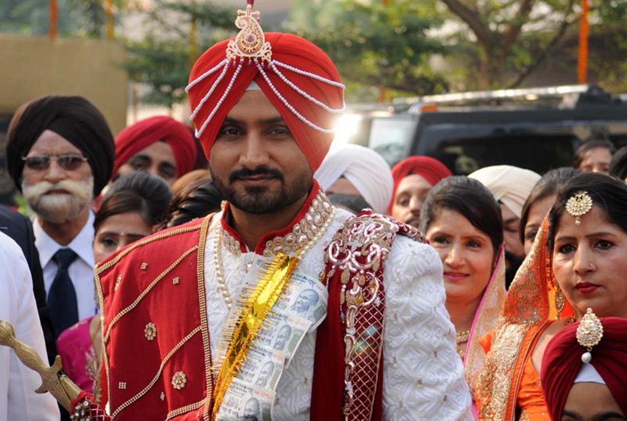 Harbhajan Singh and Geeta Basra on their wedding day.