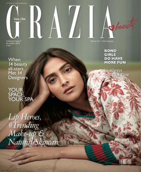 Bollywood actor Sonam Kapoor for Grazia cover shoot