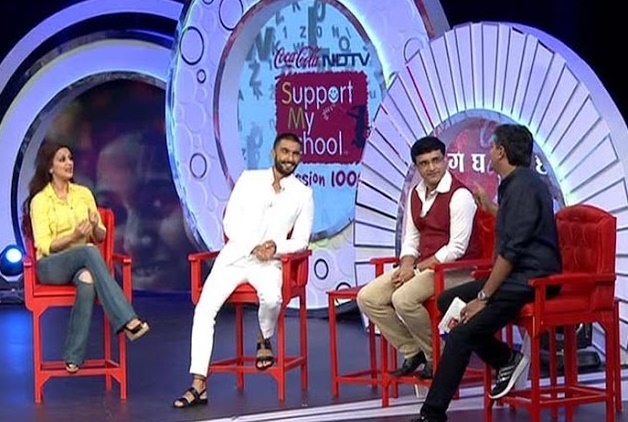 Ranveer Singh, Saurav Ganguly , Sonali Bendre at Support My School Campaign event.