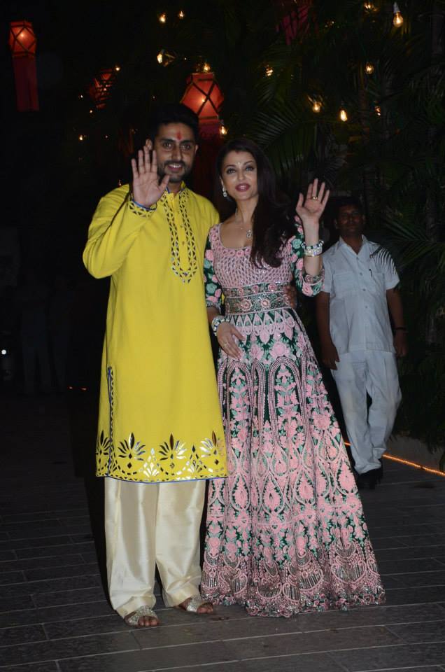 Abhishek Bachchan with wife Aishwarya on Diwali.