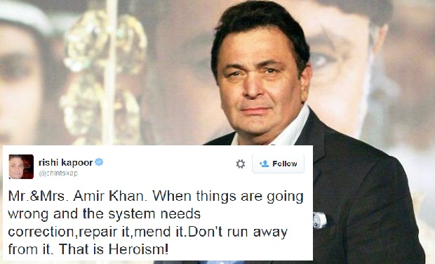Rishi Kapoor responds to Aamir Khan's statement on Intolerance.