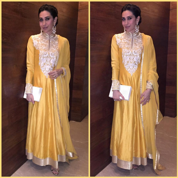Karisma Kapoor is all set for Diwali is this beautiful yellow outfit.
