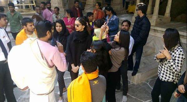 Deepika Padukone and friends at a temple