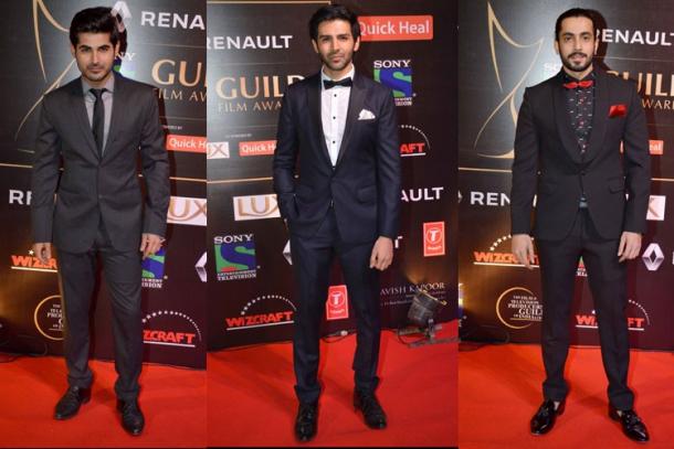 Kartik Aaryan, Omkar Kapoor, Sunny Nijar at Guild Awards