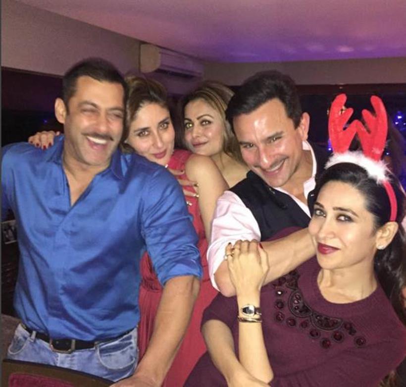 Salman Khan, Kareena Kapoor, Karisma Kapoor, Saif Ali Khan celebrating Christmas