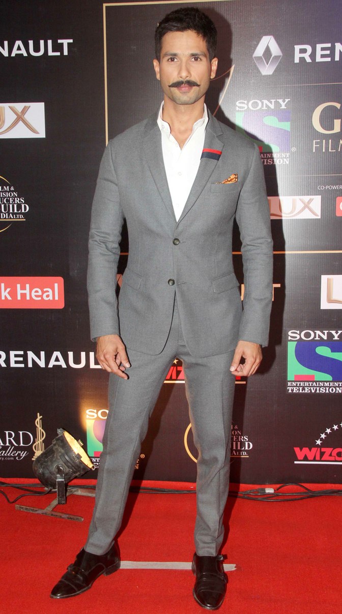 Shahid Kapoor in grey at Guild Awards