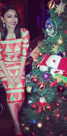 Soha Ali Khan with her Christmas tree