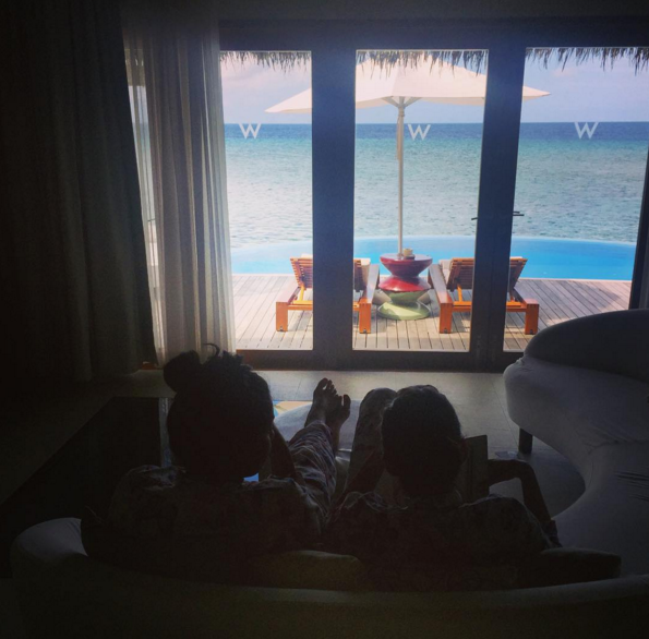 Sonam Kapoor with a friend at Maldives