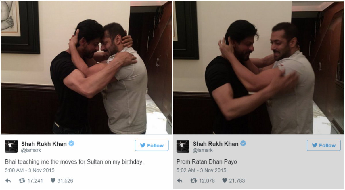 Salman Khan & Shah Rukh Khan birthday wishes