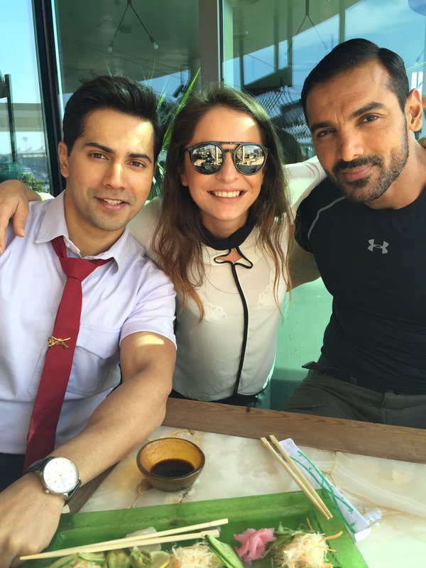 Varun Dhawan with John Abraham and a freind