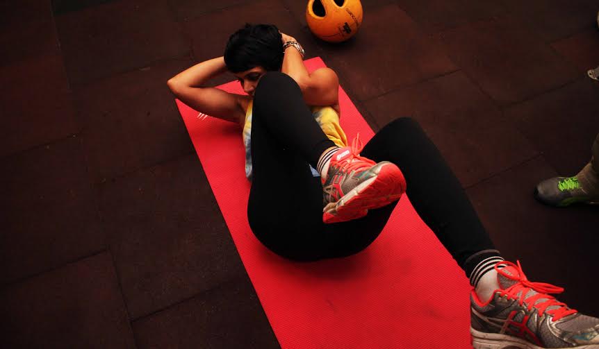 Mandira Bedi exercising