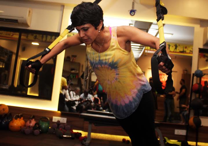 Mandira Bedi exercising